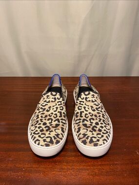 Rothy’s The Original Slip On Sneakers Leopard Print ‘Camel Cat’ Shoes WMNS 9